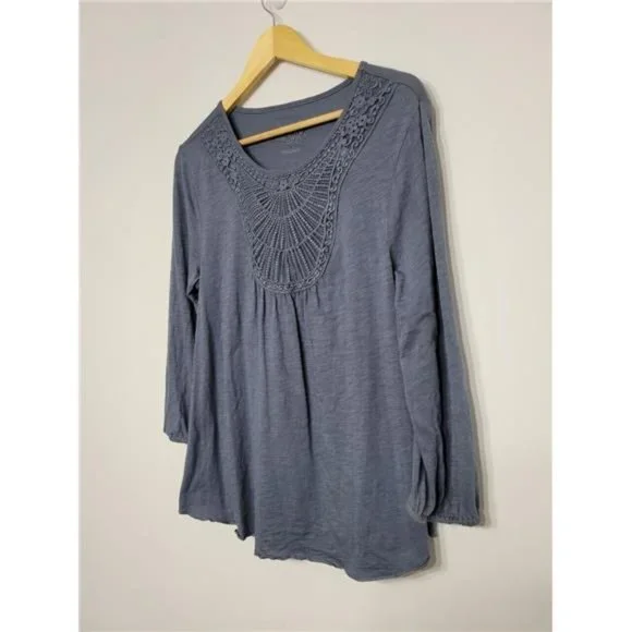 Nine West Vintage America Collection Top With Lace Neckline, Size Small - Picture 2 of 3